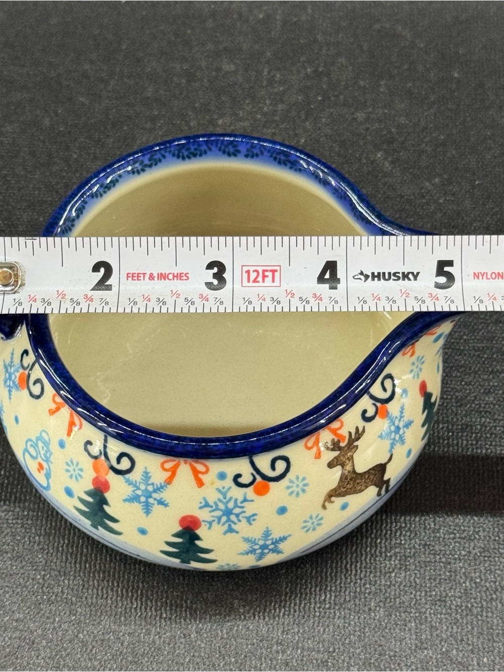 Polish Pottery Bowleslawiec Gravy Boat Creamer Winter Snow Christmas Holidays - Picture 8 of 8